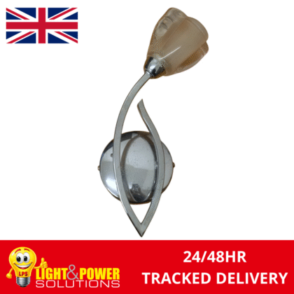 Single Silver Wall Light with Floral Glass Shade Endon Pandeiro