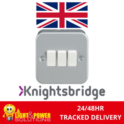 10AX Triple Gang Metal Clad 2 Way Switch Knightsbridge M4000