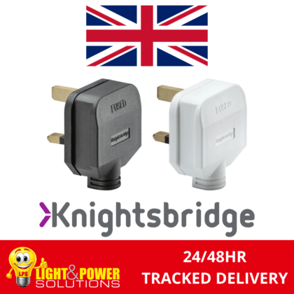 Knightsbridge 13A Tough Heavy Duty Rubber UK Plug Top Black or White