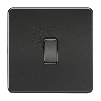 Knightsbridge Screwless Flat Plate 10AX 1G DP Switch - Matt Black