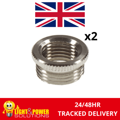 NICKEL REDUCER HALF INCH LAMP HOLDER ADAPTOR 1/2" TO 10MM x2