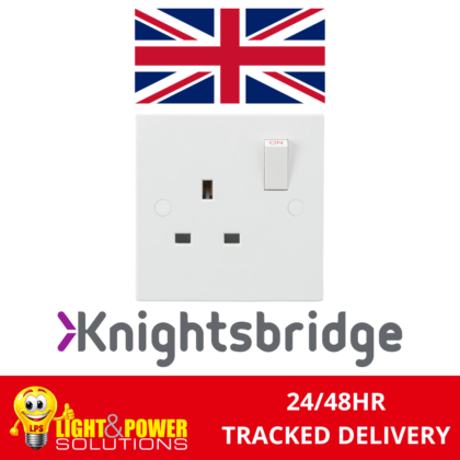 Knightsbridge Square Edge 13A 1G SP Switched Plug Socket