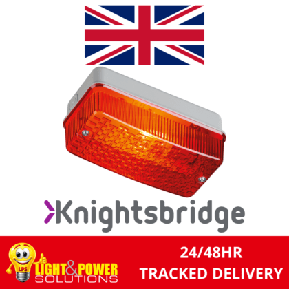 Modern Outdoor Bulkhead Ceiling Light 100W E27 IP65 Red Knightsbridge E27PR