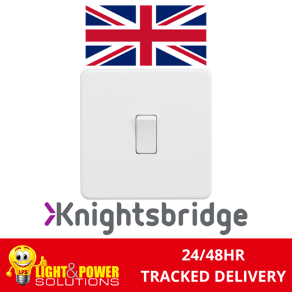 Knightsbridge Screwless Flat Plate 10AX 1G 2-Way Switch - Matt White