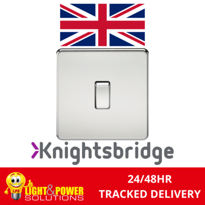 Knightsbridge Screwless Flat Plate 10AX 1G 2-Way Switch - Polished Chrome