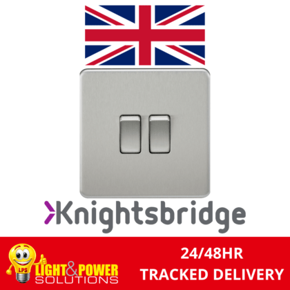 Knightsbridge Screwless Flat Plate 10AX 2G 2-Way Switch - Brushed Chrome