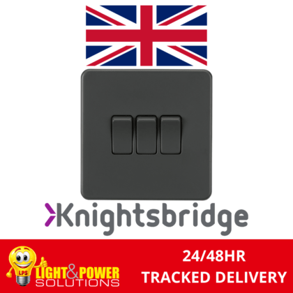 Knightsbridge Screwless Flat Plate 10AX 3G 2-Way Switch - Anthracite