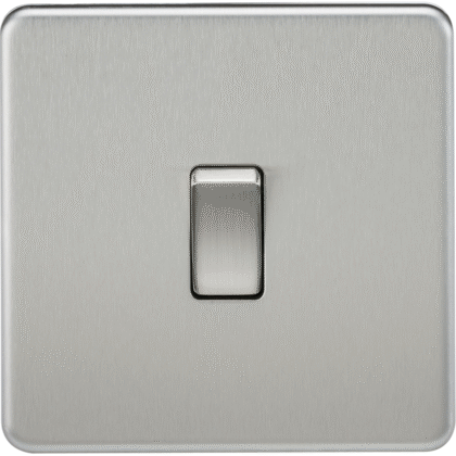 Knightsbridge Screwless Flat Plate 10AX 1G Intermediate Switch - Brushed Chrome
