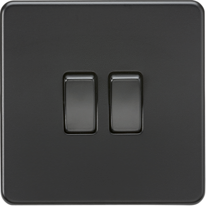 Knightsbridge Screwless Flat Plate 10AX 2G 2-Way Switch - Matt Black